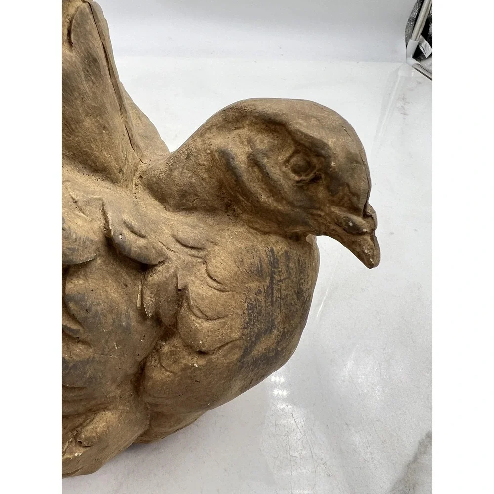 Vintage Handmade Plaster Bird Figurine Decorative Sculpture 10in Tall Rustic Art
